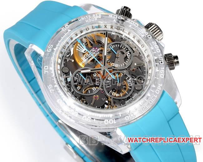 watch TW factory DaytonaRolex transparent case blue rubber braceletfront live photo