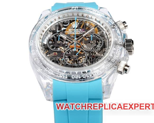 watch TW factory DaytonaRolex transparent case blue rubber braceletfront live photo
