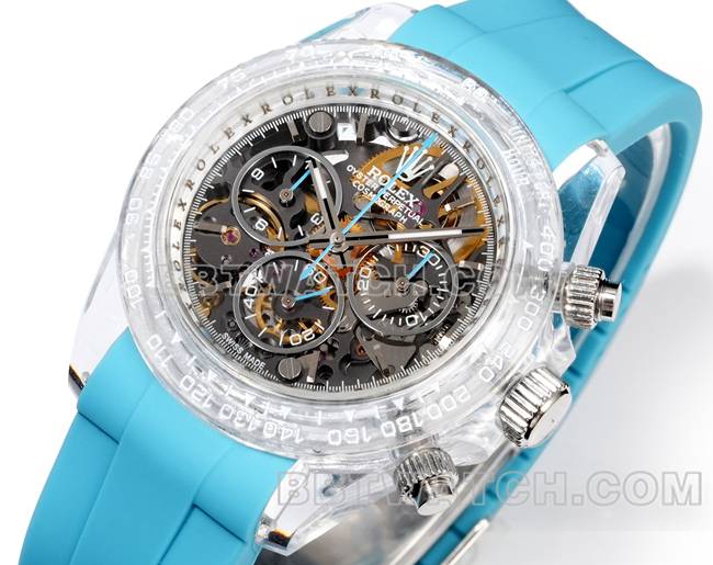 watch TW factory DaytonaRolex transparent case blue rubber braceletfront live photo