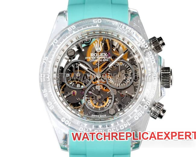 collectible watch TW factory DaytonaRolex transparent case green rubber braceletfront live photo