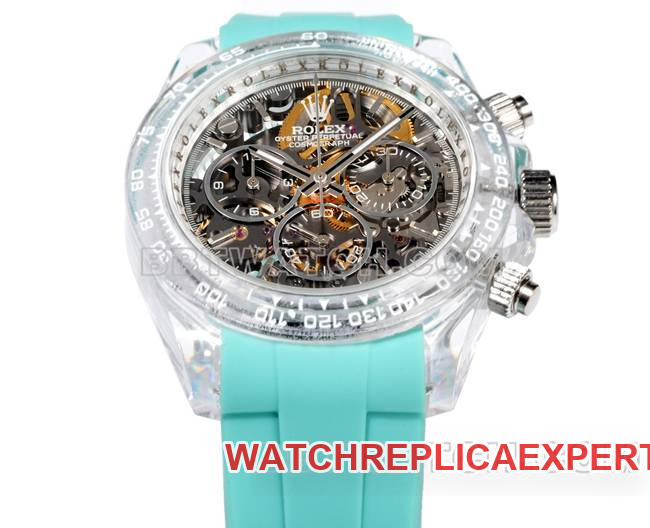 collectible watch TW factory DaytonaRolex transparent case green rubber braceletfront live photo