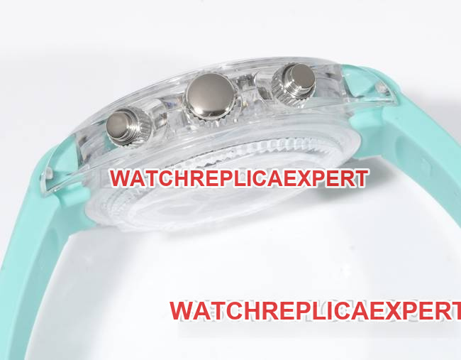 collectible watch TW factory DaytonaRolex transparent case green rubber braceletside live photo
