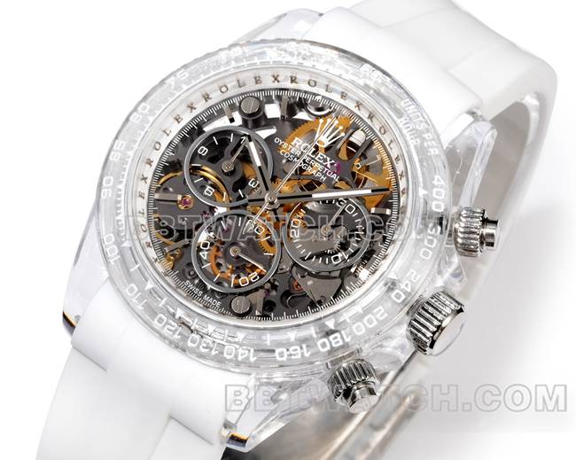 top-tier watch TW factory DaytonaRolex transparent case white rubber braceletfront live photo