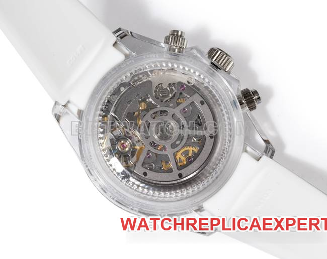 top-tier watch TW factory DaytonaRolex transparent case white rubber braceletcaseback live photo