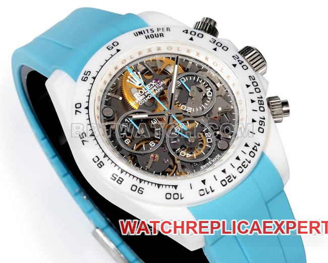 watch RolexTW factory Daytona white case blue rubber braceletfront live photo
