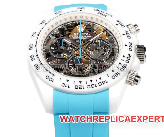 watch RolexTW factory Daytona white case blue rubber braceletfront live photo