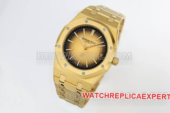 top-tier watch ZF FactoryAudemars PiguetRoyal Oak smoked yellow gold plate 16202front live photo