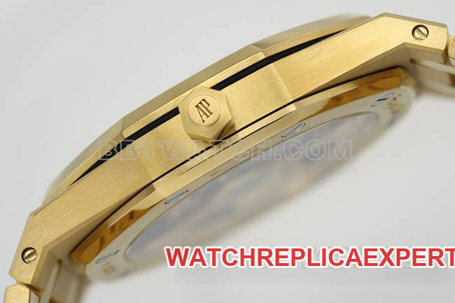 top-tier watch ZF FactoryAudemars PiguetRoyal Oak smoked yellow gold plate 16202side live photo