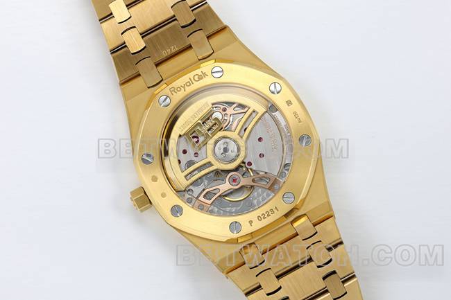 top-tier watch ZF FactoryAudemars PiguetRoyal Oak smoked yellow gold plate 16202caseback live photo