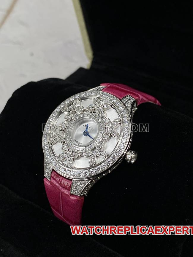 top-tier watch Graf VCA factory sapphire crystaldiamond33mmquartz movementfront live photo