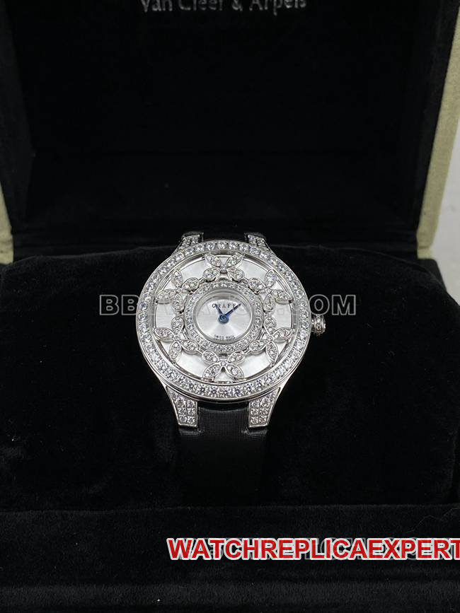 1:1replica watch Graf VCA factory sapphire crystaldiamond33mmquartz movementfront live photo