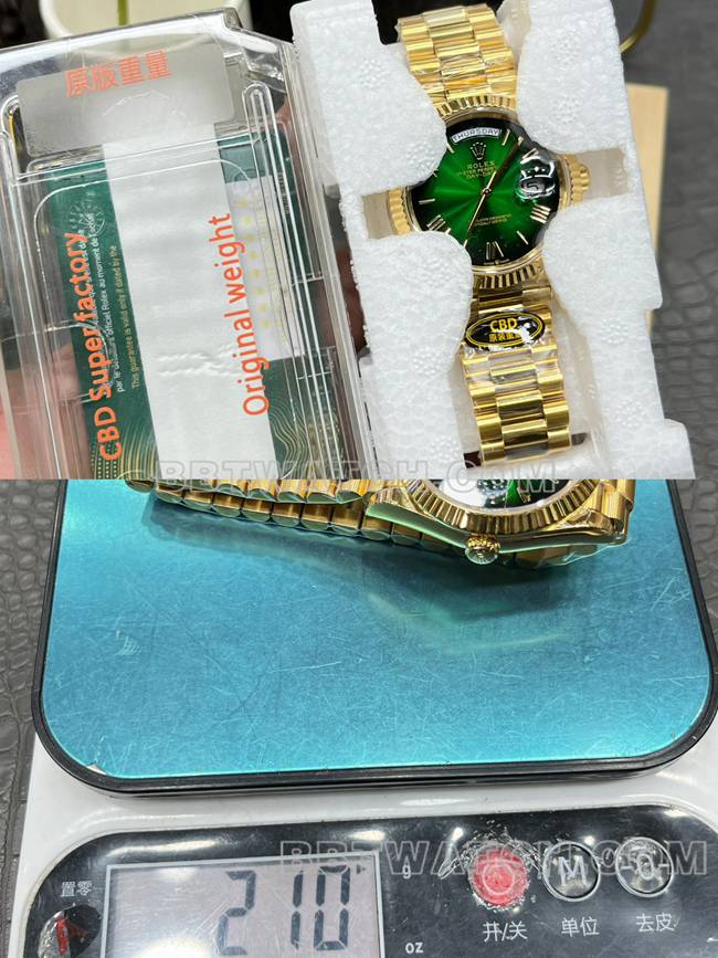 top-tier watch CBD factory RolexDay-Date3255 mechanical green dial40mm weight live photos