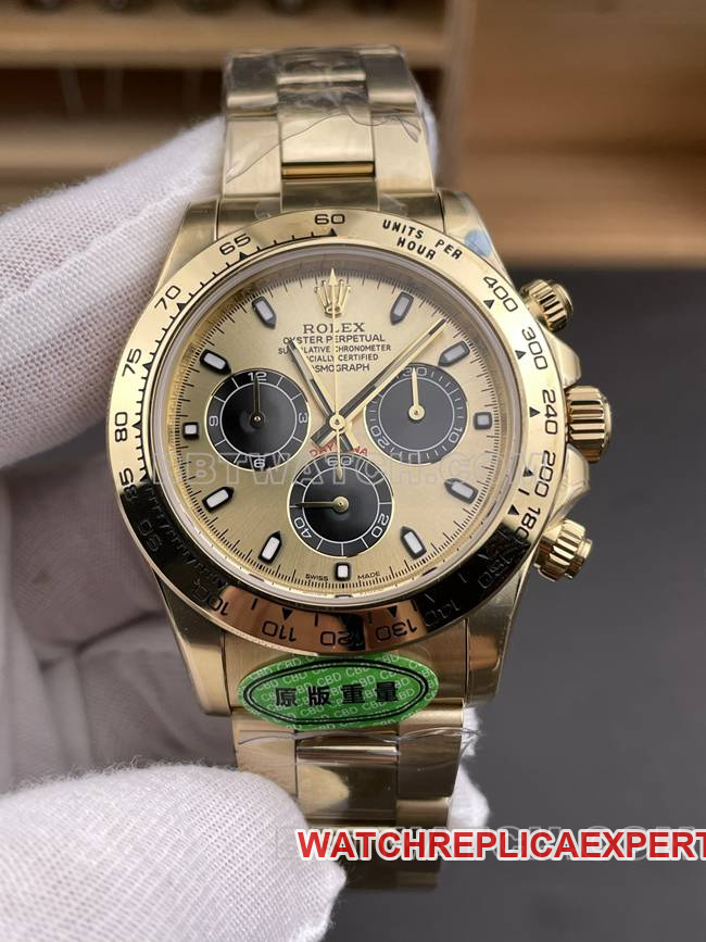 1:1replica watch CBD factory RolexDaytona4130 mechanical gold plate 40mmfront live photo