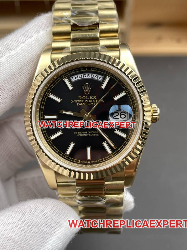 top-tier watch CBD factory black dialRolexDay-Dateyellow gold3255 mechanical front live photo