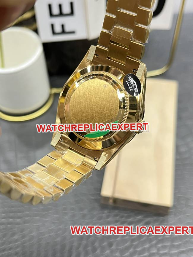 collectible watch CBD factory gold plate RolexDay-Dateyellow golddiamond bezel3255 mechanical caseback live photo