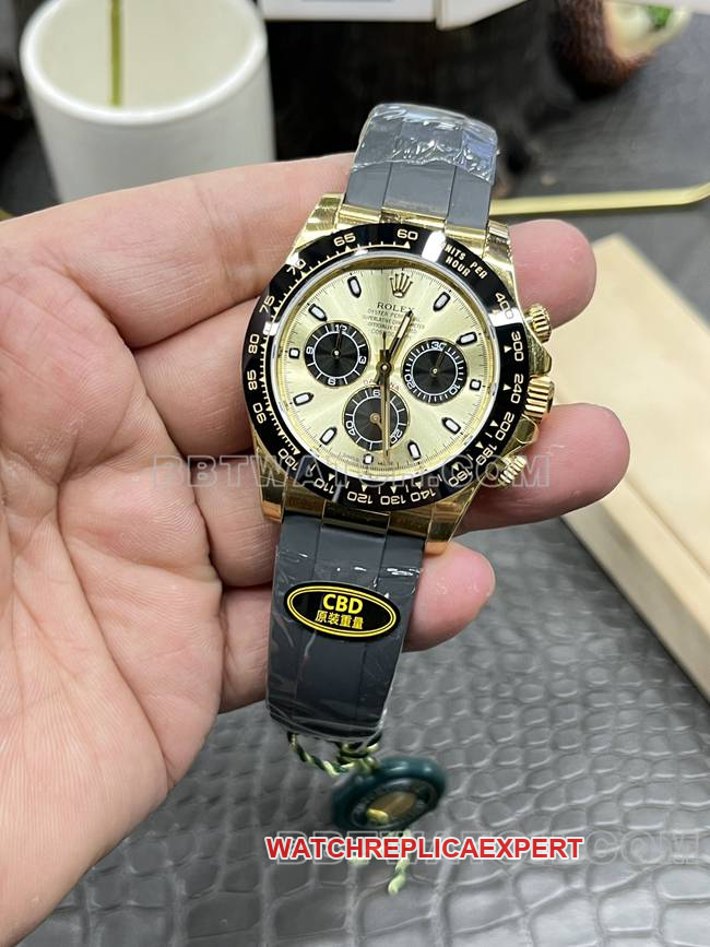 collectible watch Daytona gold plate CBD factory Rolexyellow gold4130 mechanical front live photo