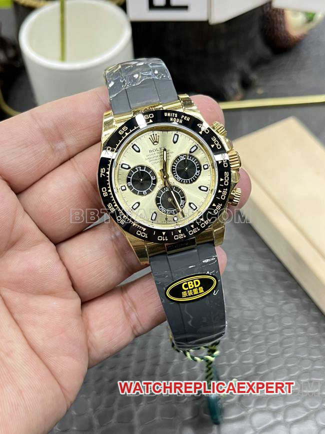 collectible watch Daytona gold plate CBD factory Rolexyellow gold4130 mechanical front live photo