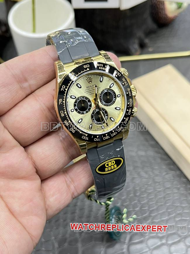 collectible watch Daytona gold plate CBD factory Rolexyellow gold4130 mechanical front live photo