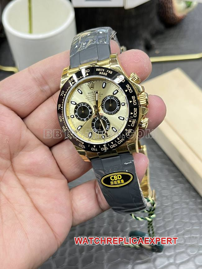 collectible watch Daytona gold plate CBD factory Rolexyellow gold4130 mechanical front live photo