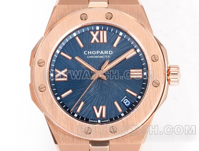watch ChopardGH factory snow mountain proud wing blue dial41mmrose gold steel braceletfront live photo