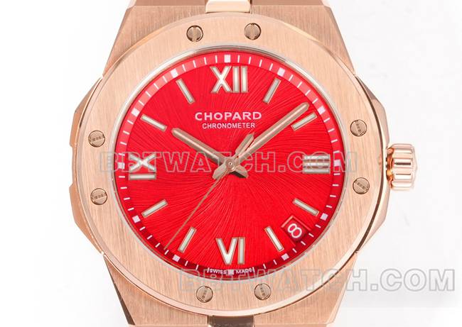 collectible watch ChopardGH factory snow mountain proud wing red plate 41mmrose gold steel braceletfront live photo