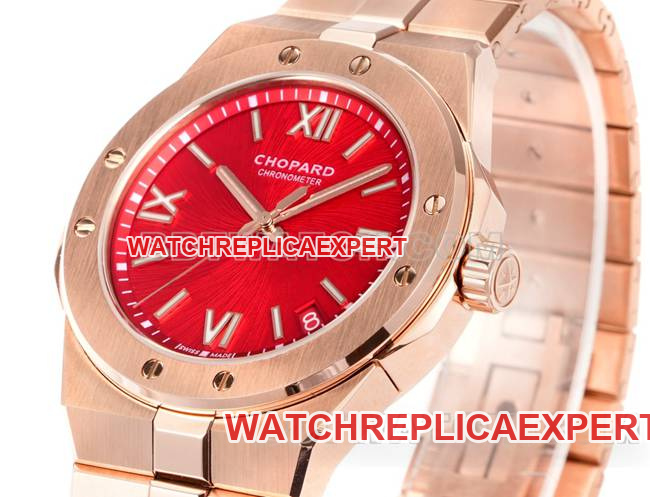 collectible watch ChopardGH factory snow mountain proud wing red plate 41mmrose gold steel braceletfront live photo