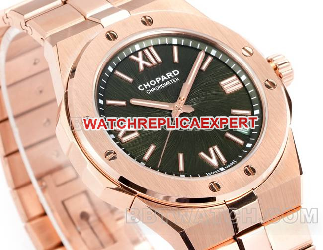 top-tier watch ChopardGH factory snow mountain proud wing green dial41mmrose gold steel braceletfront live photo