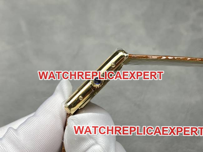 top-tier watch tank DR factory Cartier silver white dialquartz brown leather braceletside live photo