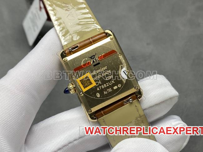 top-tier watch tank DR factory Cartier silver white dialquartz brown leather braceletcaseback live photo