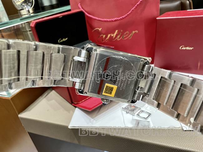 1:1replica watch tank DR factory Cartier silver white dial medium quartz steel braceletcaseback live photo