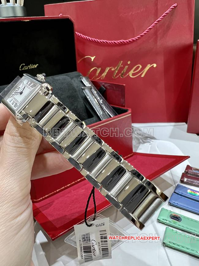 watch tank DR factory Cartier silver white dialquartz steel braceletbraceletlive photos