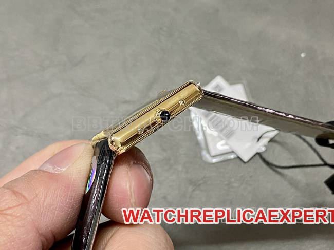 top-tier watch DR factory Cartier tank black dialquartz black braceletside live photo