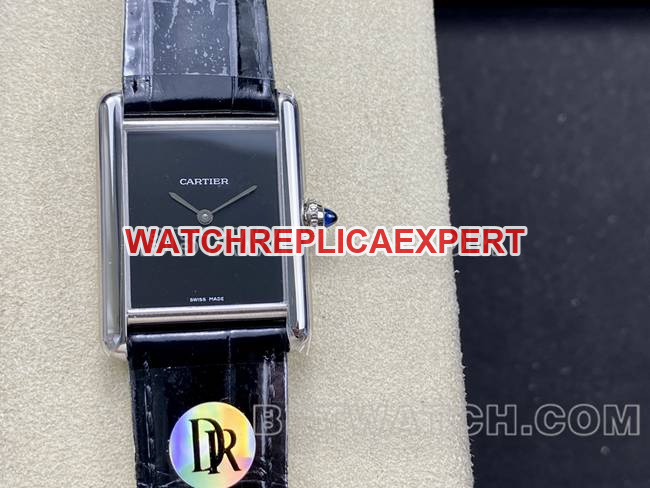 1:1replica watch DR factory Cartier tank black dialquartz black braceletfront live photo