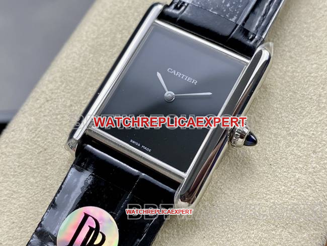 1:1replica watch DR factory Cartier tank black dialquartz black braceletfront live photo