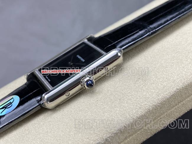 1:1replica watch DR factory Cartier tank black dialquartz black braceletside live photo