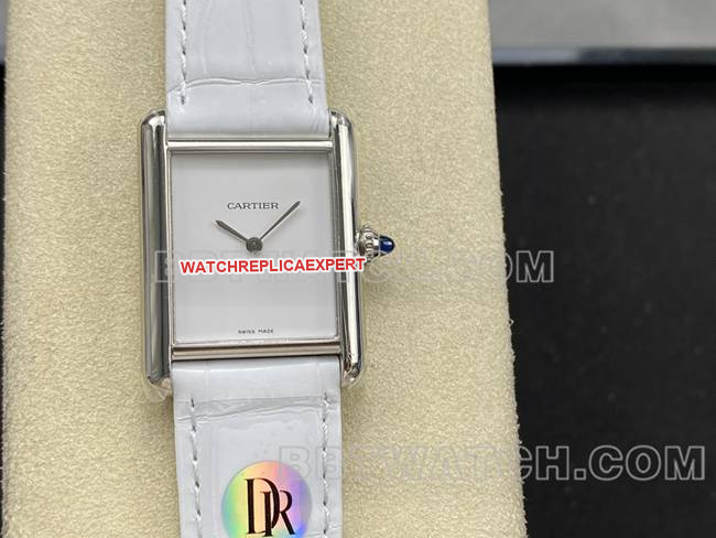 watch DR factory Cartier tank white dialquartz white braceletfront live photo