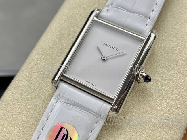 watch DR factory Cartier tank white dialquartz white braceletfront live photo