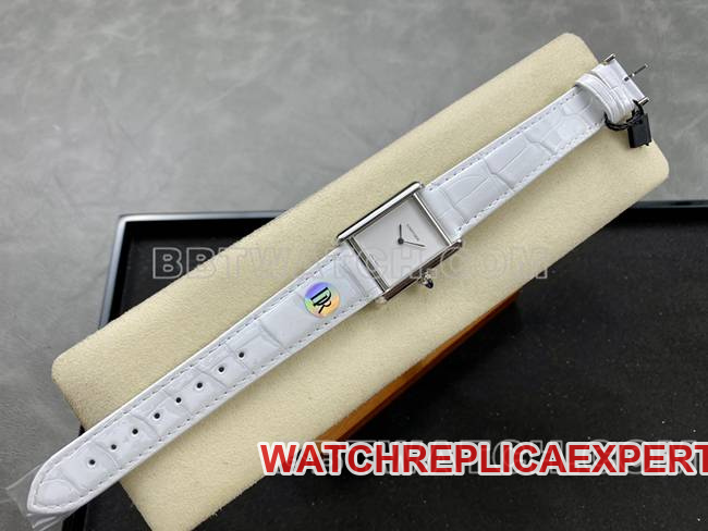 watch DR factory Cartier tank white dialquartz white braceletfront live photo