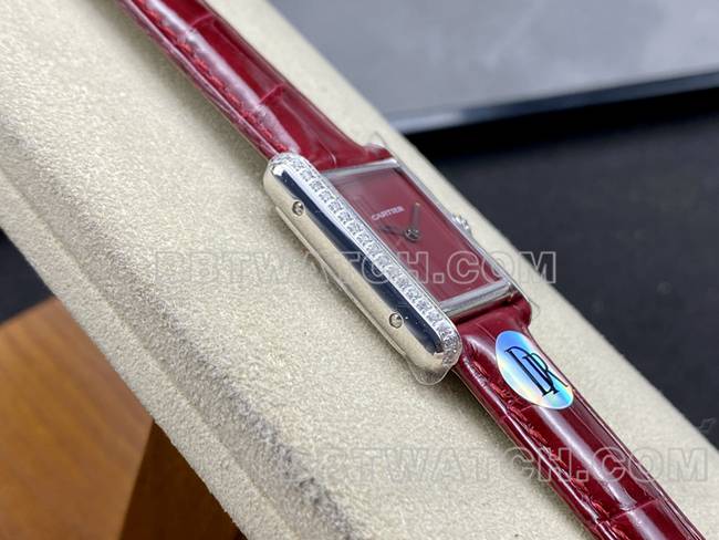 collectible watch DR factory Cartier tank red dial quartz red braceletside live photo
