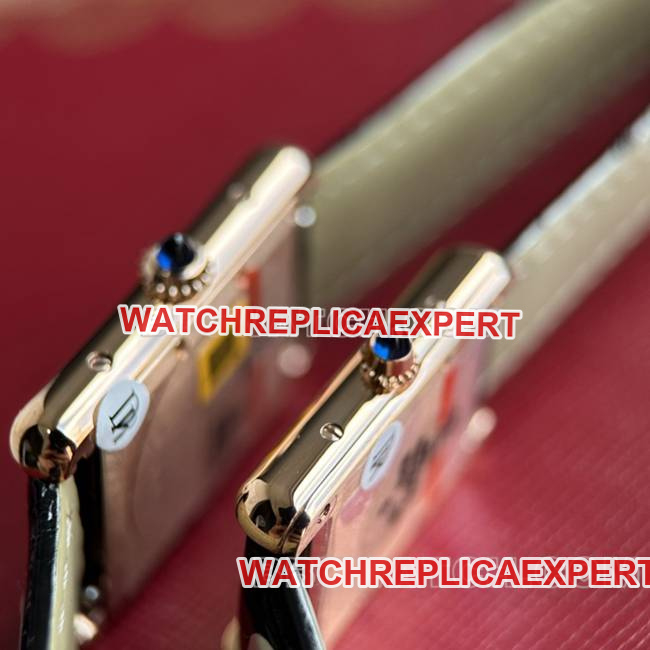 1:1replica watch DR factory tank Cartier silver gray plate rose gold case quartz black braceletside live photo