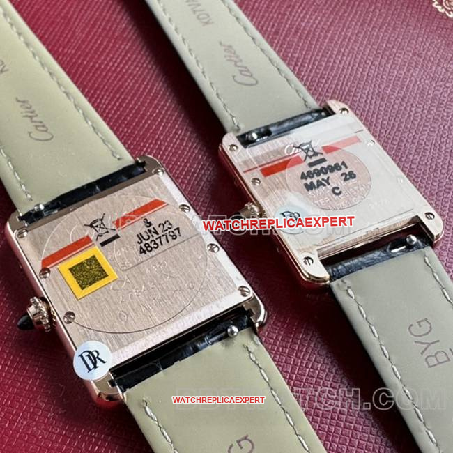 1:1replica watch DR factory tank Cartier silver gray plate rose gold case quartz black braceletcaseback live photo