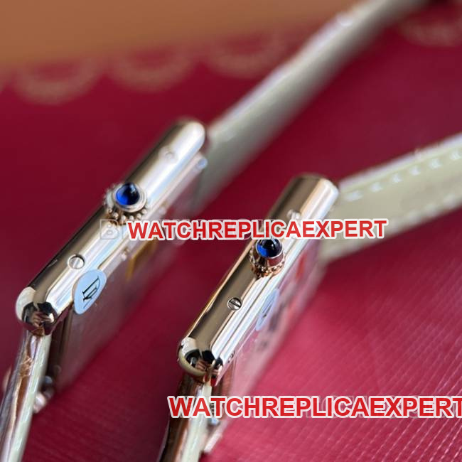 watch DR factory tank Cartier silver gray plate rose gold case quartz brown braceletside live photo