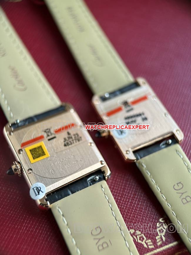 collectible watch DR factory tank Cartier silver gray plate rose gold case quartz black braceletcaseback live photo