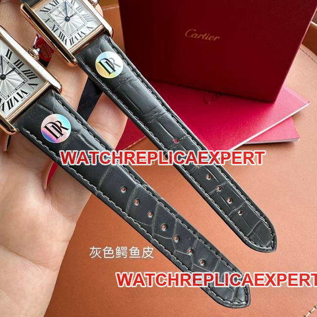 collectible watch DR factory tank Cartier silver gray plate rose gold case quartz black braceletbraceletlive photos
