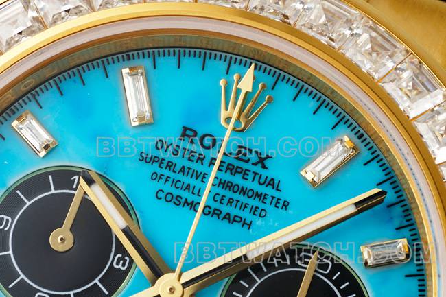 collectible watch PPM factory DaytonaRolex turquoise disc moissanite diamond bezel126538TROfront live photo