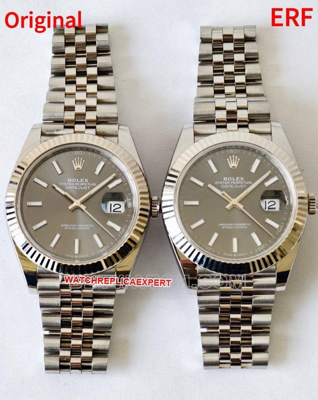 ERF factory date display type genuine and fake comparison evaluation Rolex gray plate top-tier table front live photo