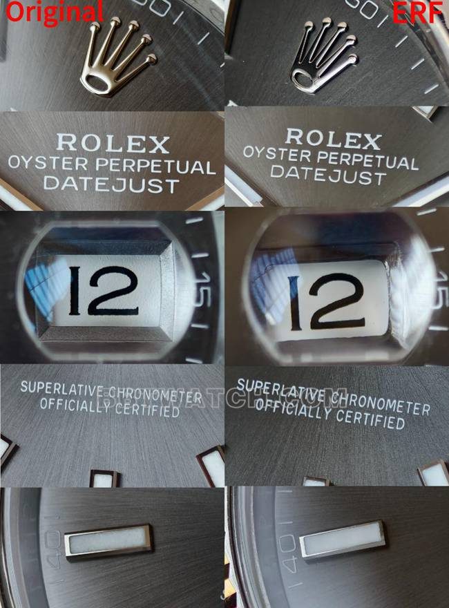 ERF factory date display type genuine and fake comparison evaluation Rolex gray plate top-tier table front live photo