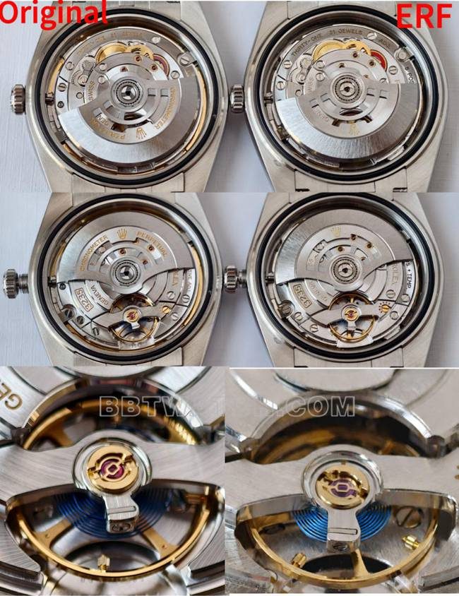 ERF factory date display type genuine and fake comparison evaluation Rolex gray plate top-tier watch movementlive photos