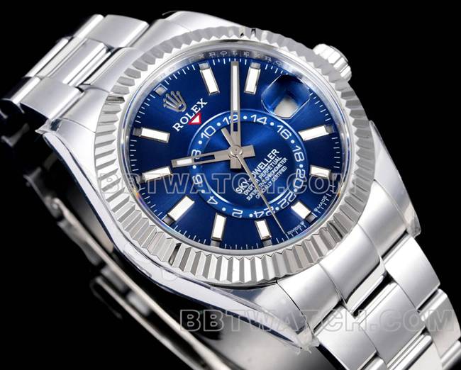 top-tier watch AR+ factory pilot Rolexblue dial mechanical steel braceletfront live photo