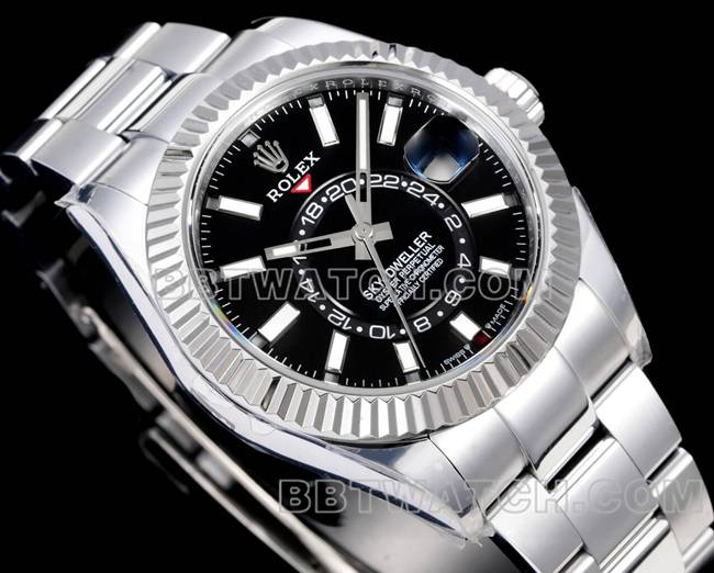 1:1replica watch AR+ factory pilot Rolexblack dial mechanical steel braceletfront live photo